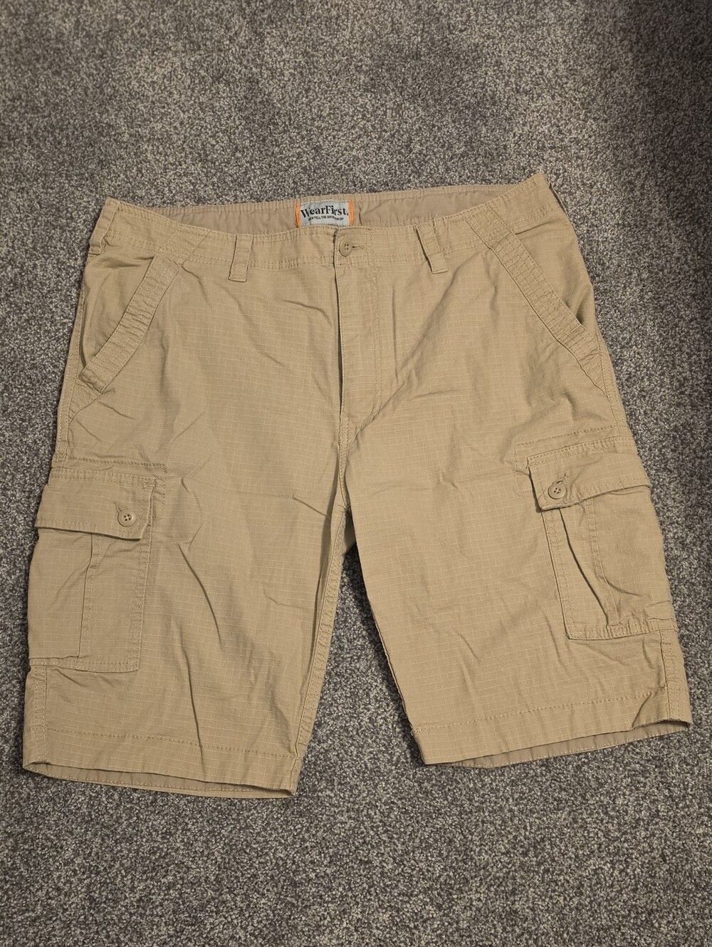 WearFirst Men's Tan Cargo Shorts with Button-Flap Pockets
